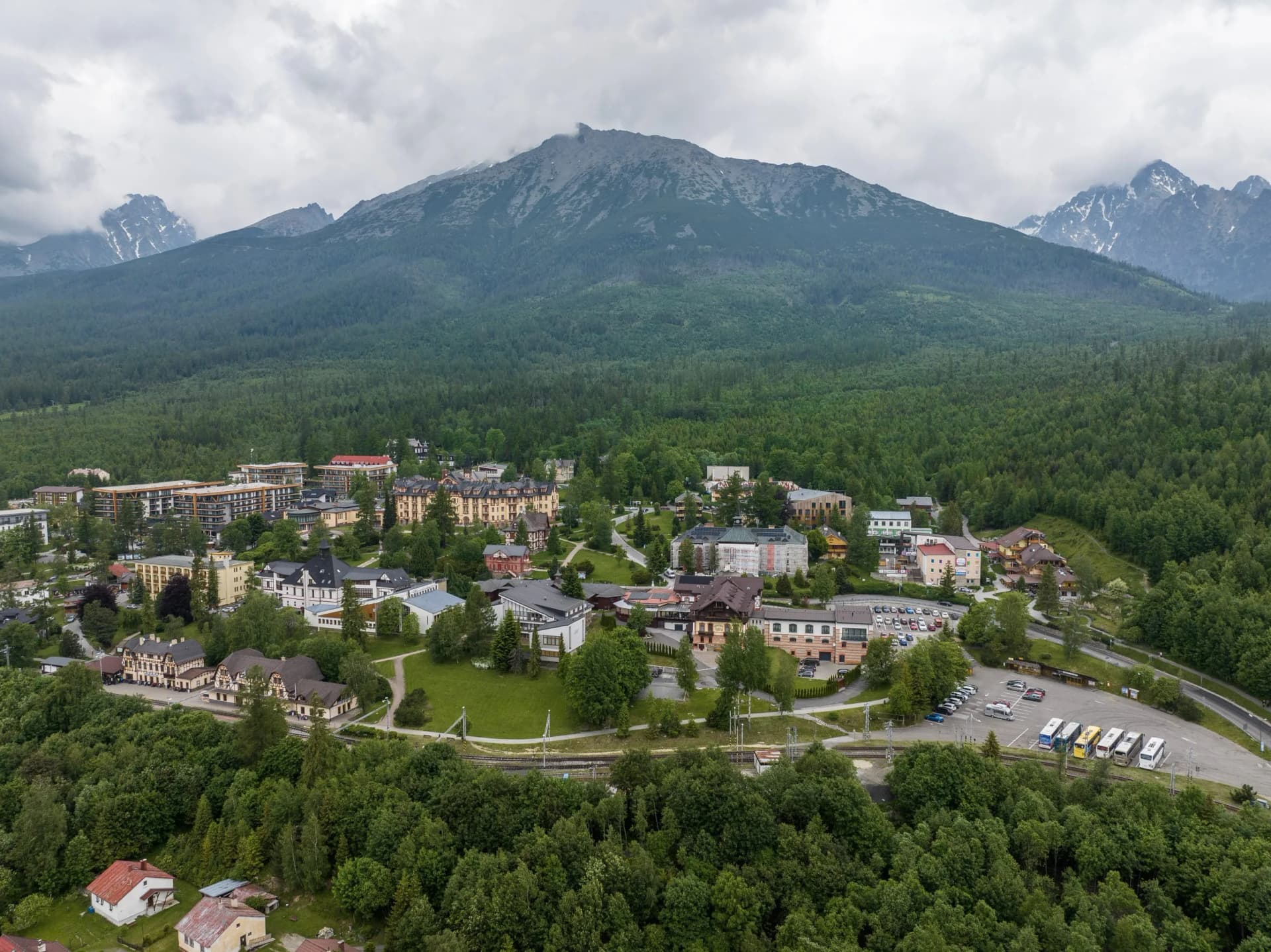 Aerial view of Stary Smokovec in Slovakia