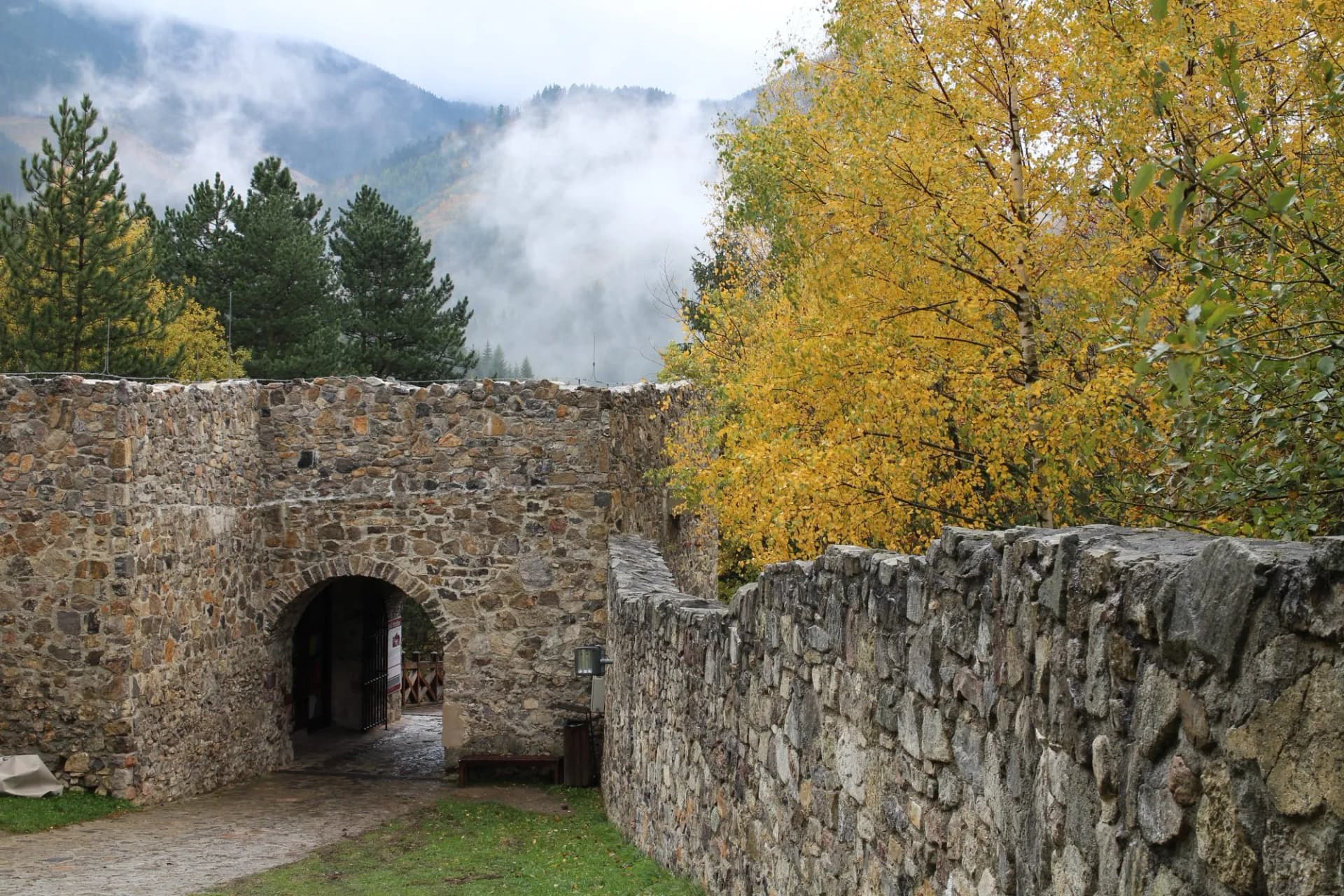 Entrance to Strečno castle in Žilina region, Slovakia